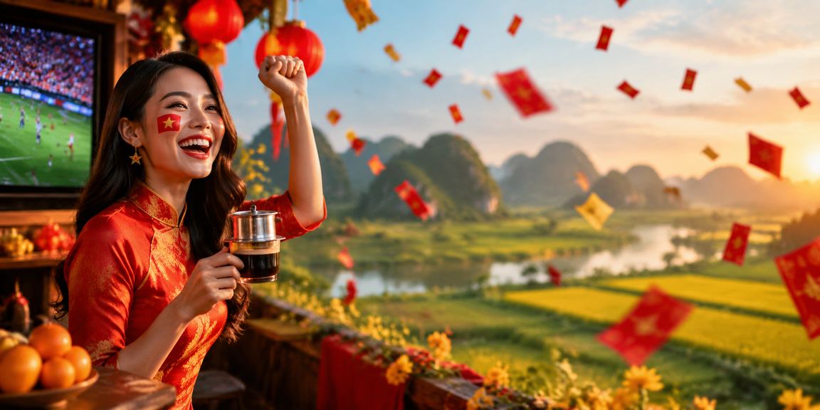 Phong bì đỏ may mắn và cà phê Việt Nam tại Ninh Bình